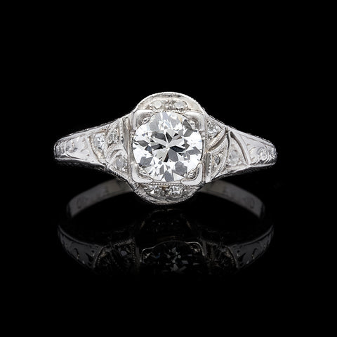 GIA 1.05-ct H/VVS2 Old European Cut Platinum Engagement Ring