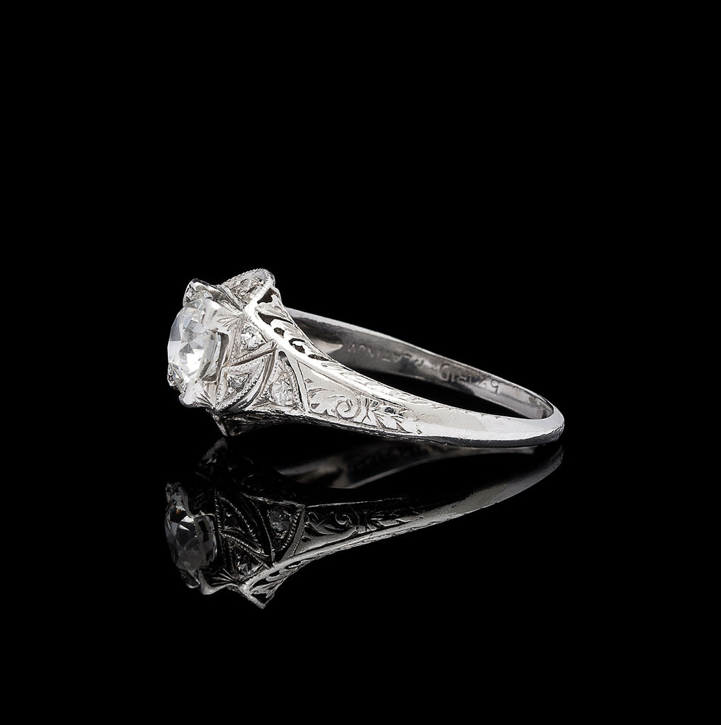 GIA 1.05-ct H/VVS2 Old European Cut Platinum Engagement Ring