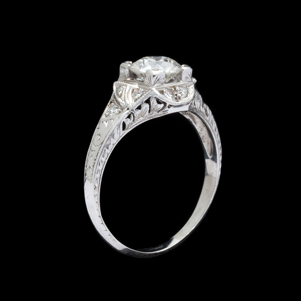GIA 1.05-ct H/VVS2 Old European Cut Platinum Engagement Ring
