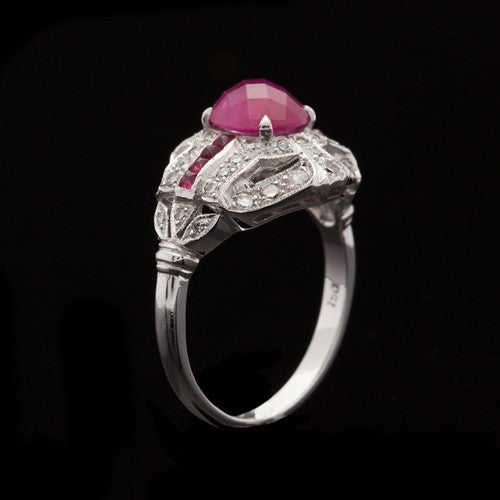 18Kt Deco Style Ruby & Diamond Ring
