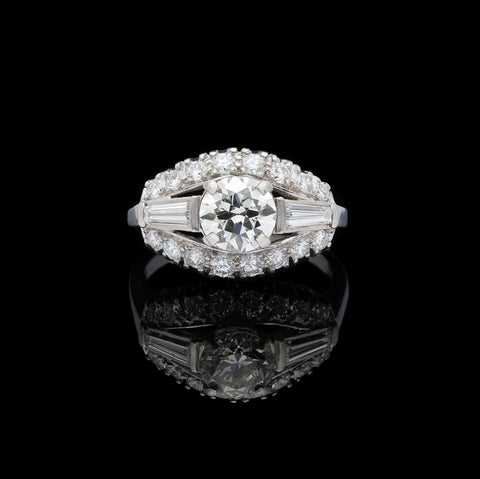 Estate Diamond and Platinum Engagement Ring