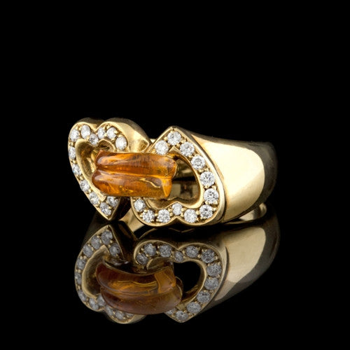 18Kt Citrine & Diamond Heart Ring1