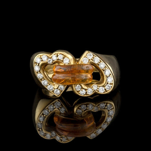 18Kt Citrine & Diamond Heart Ring