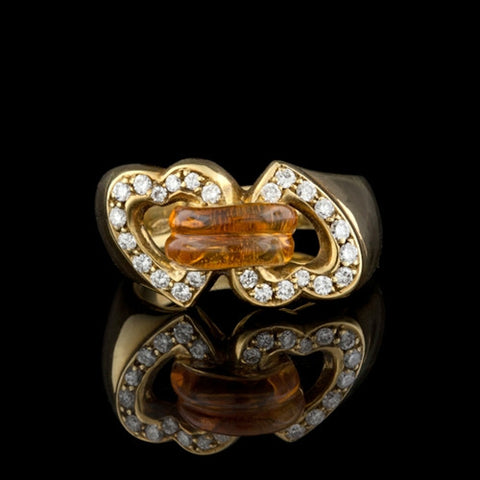 18Kt Citrine & Diamond Heart Ring