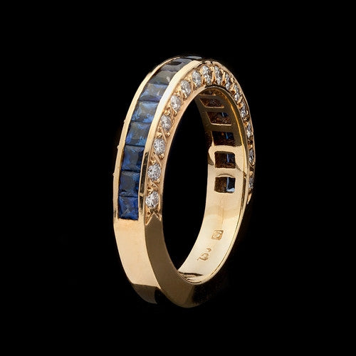 18Kt Sapphire & Diamond Band Ring..