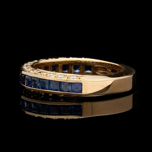 18Kt Sapphire & Diamond Band Ring.