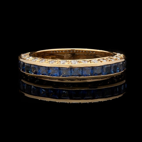 18Kt Sapphire & Diamond Band Ring