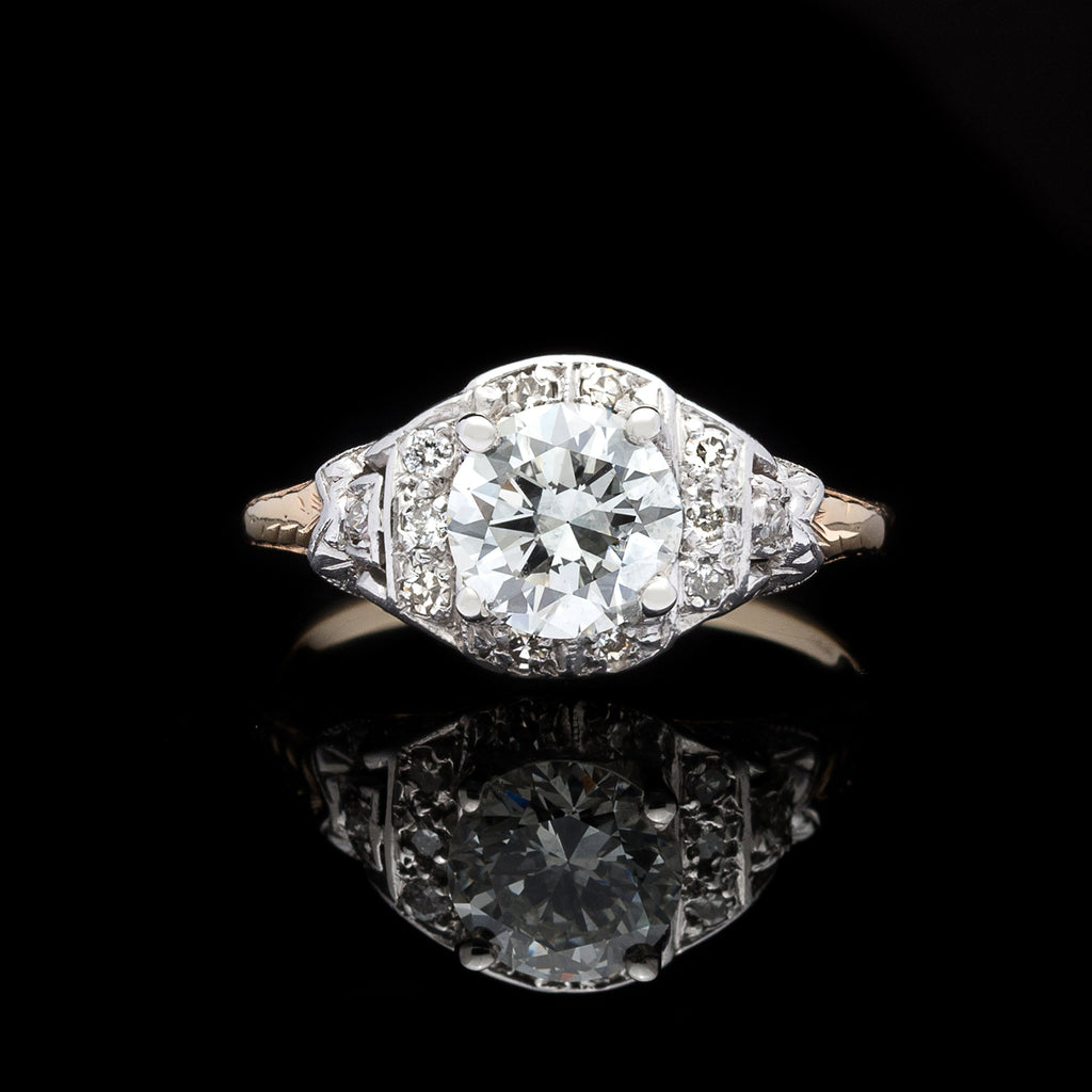 Estate Diamond Platinum & Gold Engagement Ring