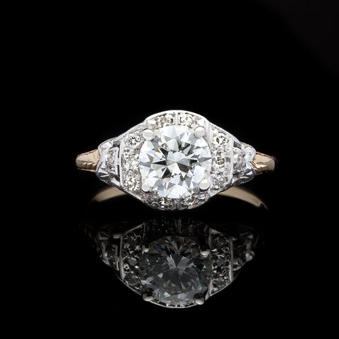 Estate Diamond Platinum & Gold Engagement Ring