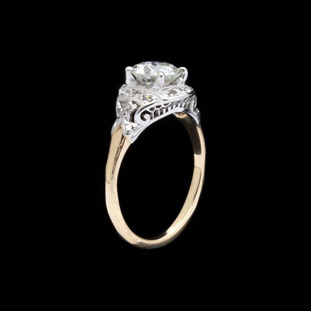 Estate Diamond Platinum & Gold Engagement Ring