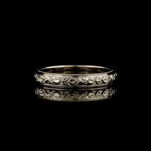 1mm Floral Motif Wedding Band