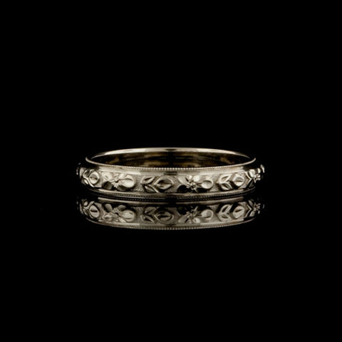 1mm Floral Motif Wedding Band