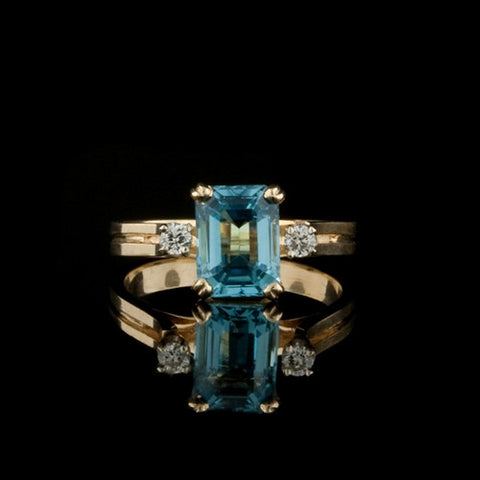 2.00ct Blue Topaz & Diamond Ring