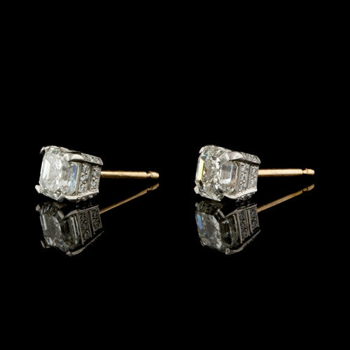 2.27ct tw Asscher Cut Diamond Studs2