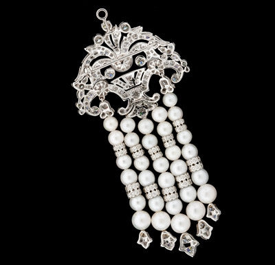 2.70ct tw Diamond, Pearl Brooch Pendant1