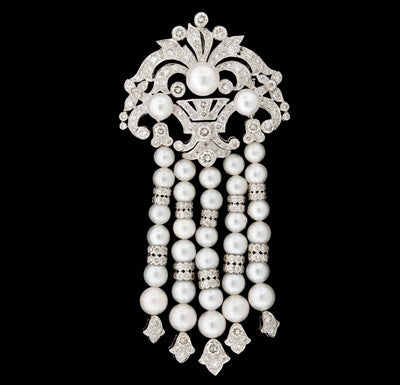 2.70ct tw Diamond, Pearl Brooch Pendant