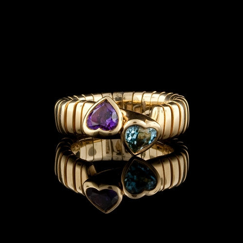 Bulgari Multi-Gem Joined Hearts Ring