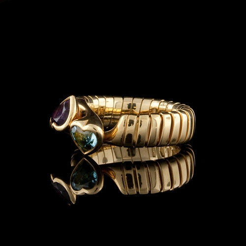 Bulgari Multi-Gem Joined Hearts Ring