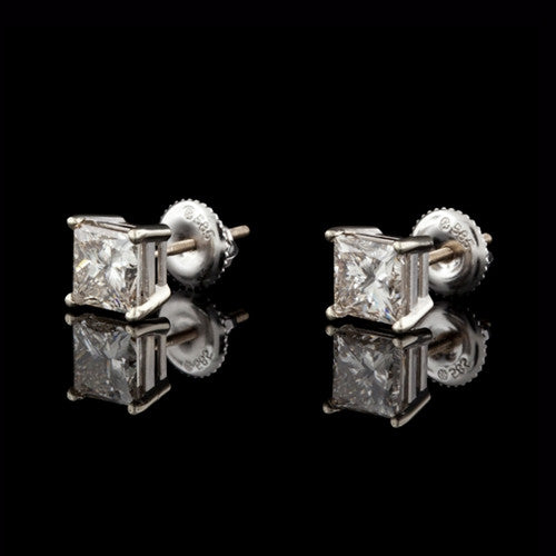 2.33ct tw Princess Cut Diamond Studs