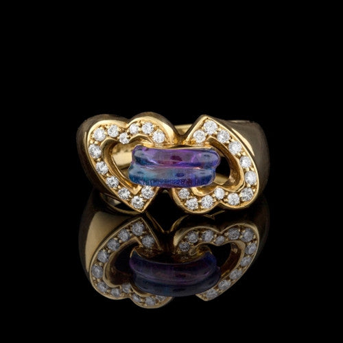 18Kt Amethyst & Diamond Heart Ring