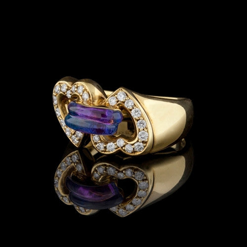 18Kt Amethyst & Diamond Heart Ring