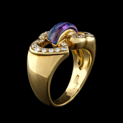 18Kt Amethyst & Diamond Heart Ring