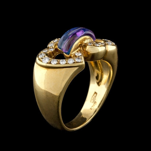 18Kt Amethyst & Diamond Heart Ring