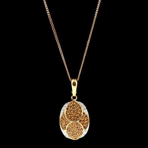 Yellow Sapphire and Diamond Pendant Necklace