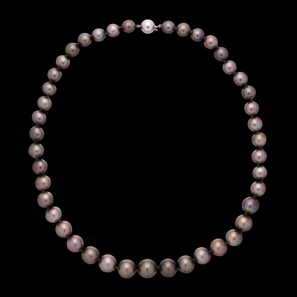 Black Cultured Pearl & 14k White Gold Necklace