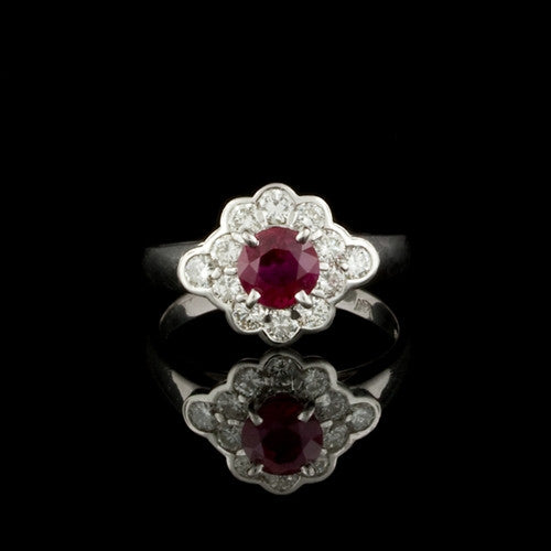 1.02ct Ruby, Diamond Platinum Ring