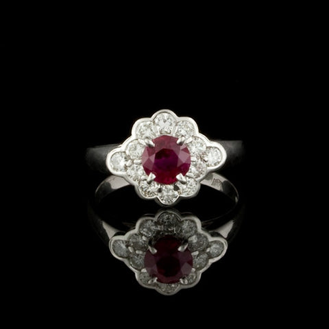 1.02ct Ruby, Diamond Platinum Ring