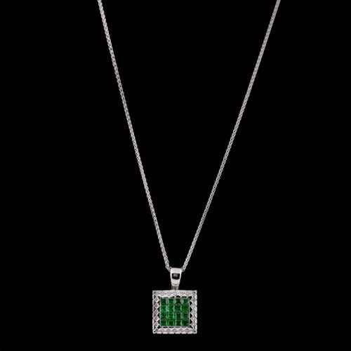 Tsavorite and Diamond Pendant Necklace
