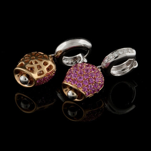 18KT Pink Sapphire Bell Earrings