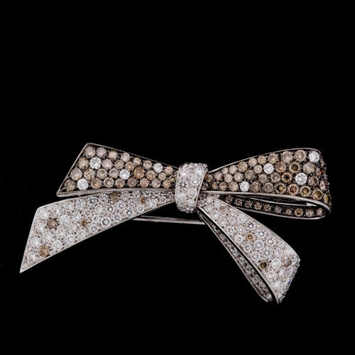 Vintage Bow Diamond Brooch