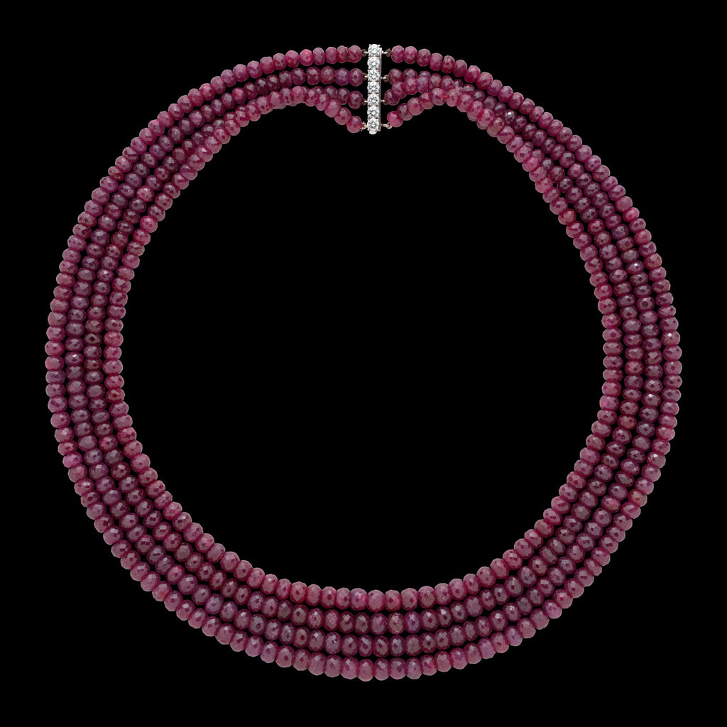 Fantastic Van Cleef & Arpels Diamond Clasp and Ruby Necklace