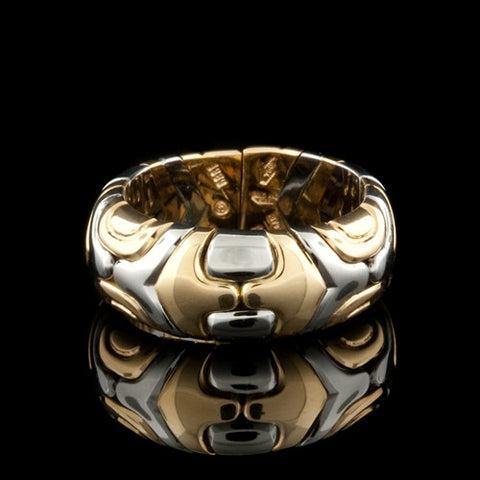 Bulgari 18KT & Steel Alveare Band Ring