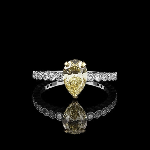 1.28ct Fancy Yellow Pear Diamond Ring