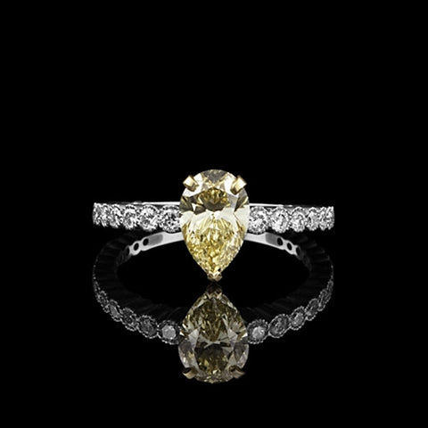 1.28ct Fancy Yellow Pear Diamond Ring