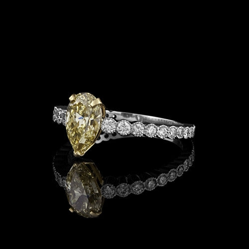 1.28ct Fancy Yellow Pear Diamond Ring