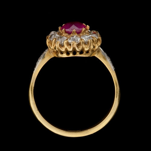 0.84ct Round Ruby, Diamond 18KT Ring