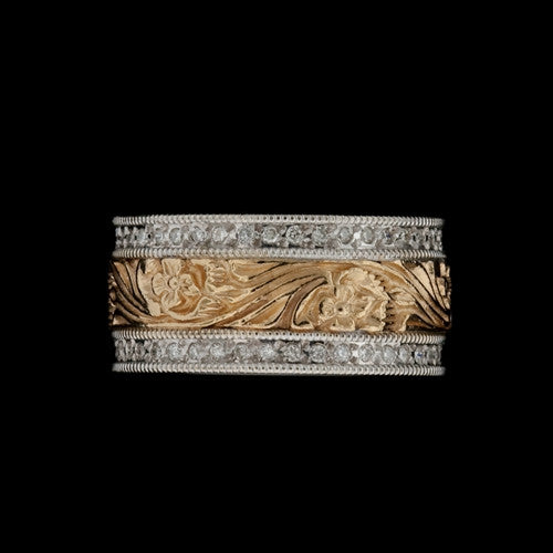 Floral & Diamonds 14KT Band Ring