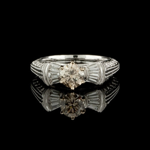 0.88ct Brown Center Round Diamond Ring