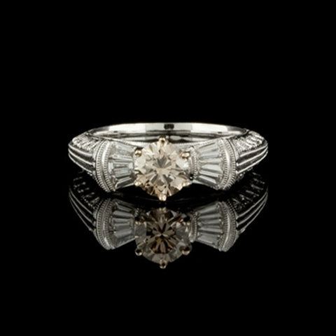 0.88ct Brown Center Round Diamond Ring