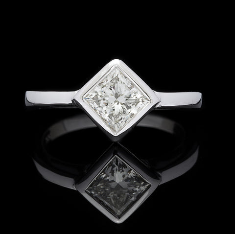 1.01-cts Princess Cut Diamond & Gold Solitaire ring
