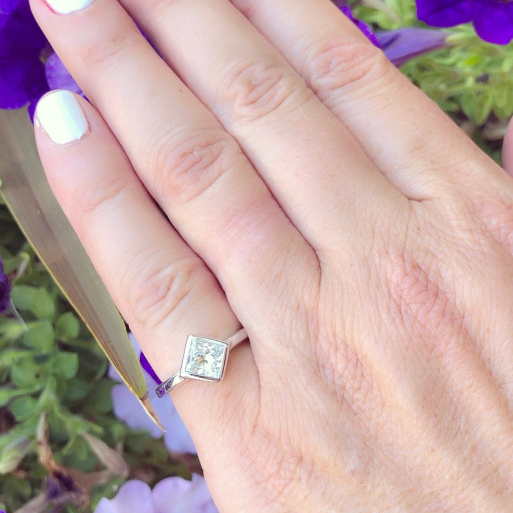 1.01-cts Princess Cut Diamond & Gold Solitaire ring