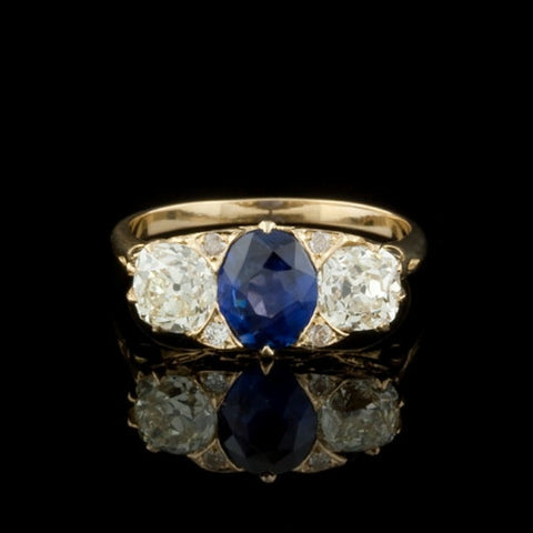 1.34ct Oval Sapphire & Diamonds 18KT Ring