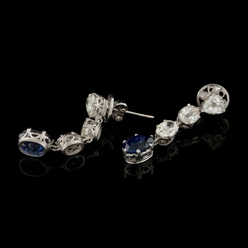 Sapphire & Diamond Dangle Earrings