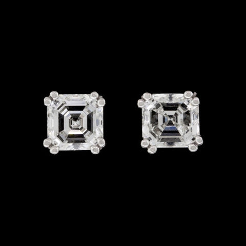 2.09ct tw Asscher Cut Platinum Diamond Studs