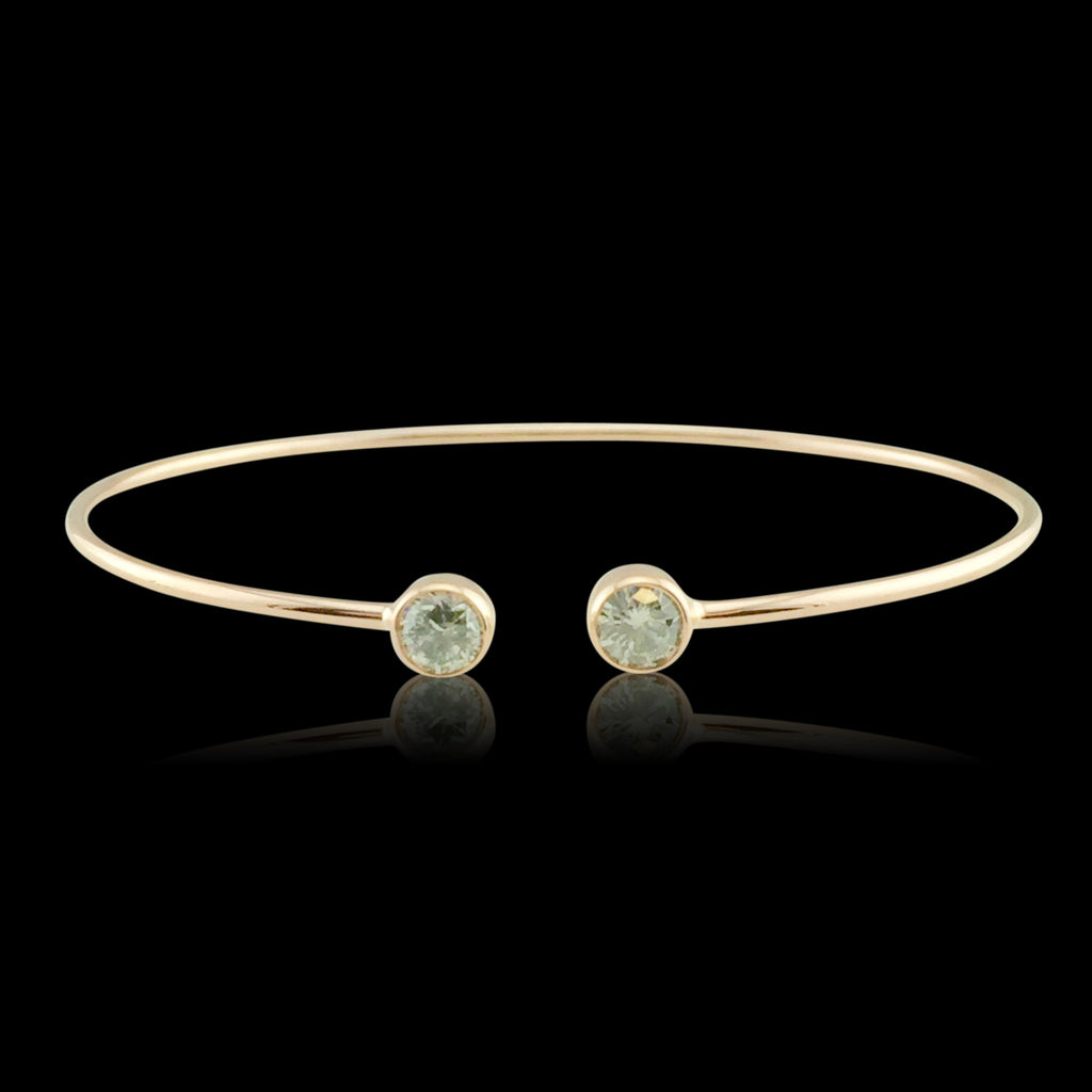 Rose Gold Bangle Featuring Two Round Brilliant Cut Diamonds