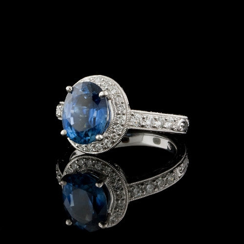 3.24ct Oval Sapphire & Diamond Ring